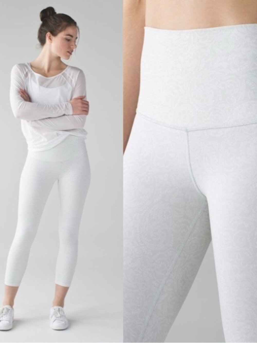 Lululemon | Foli Manifesto White Nimbus Wunder Under Crop (Hi-Rise) | Size 8